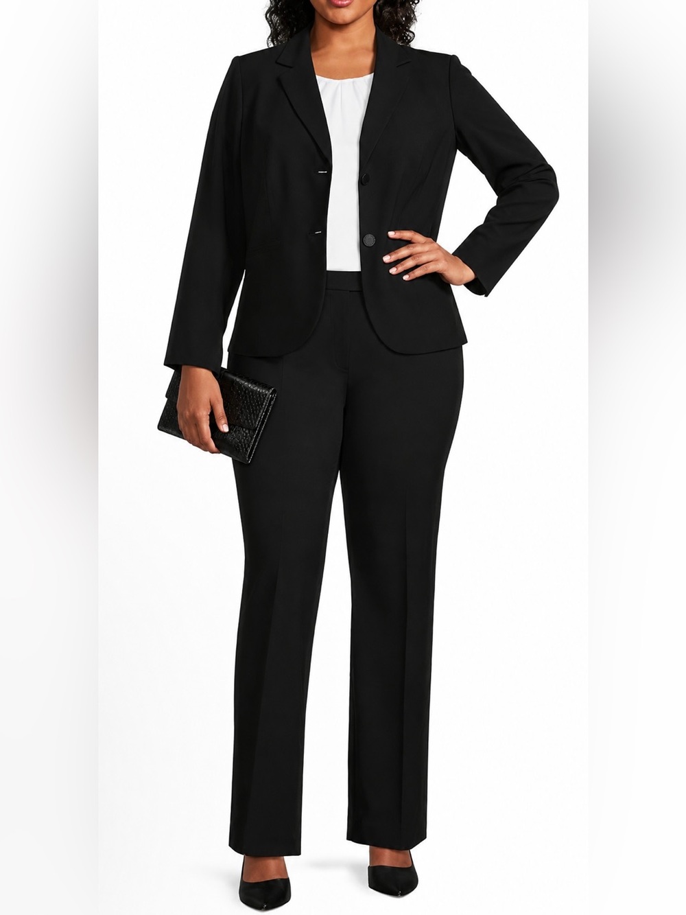 Calvin Klein Black Dress Pants Plus Size 16W Curvy Fit Straight Leg Career Event